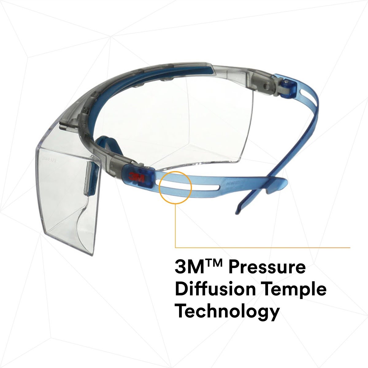3M SF3701XSGAF-BLU SecureFit 3700 OTG Safety Glasses with Browguard, Anti-Fog Coating, Clear Lens, Blue Temple (7100203198) (10 Pack) - 6
