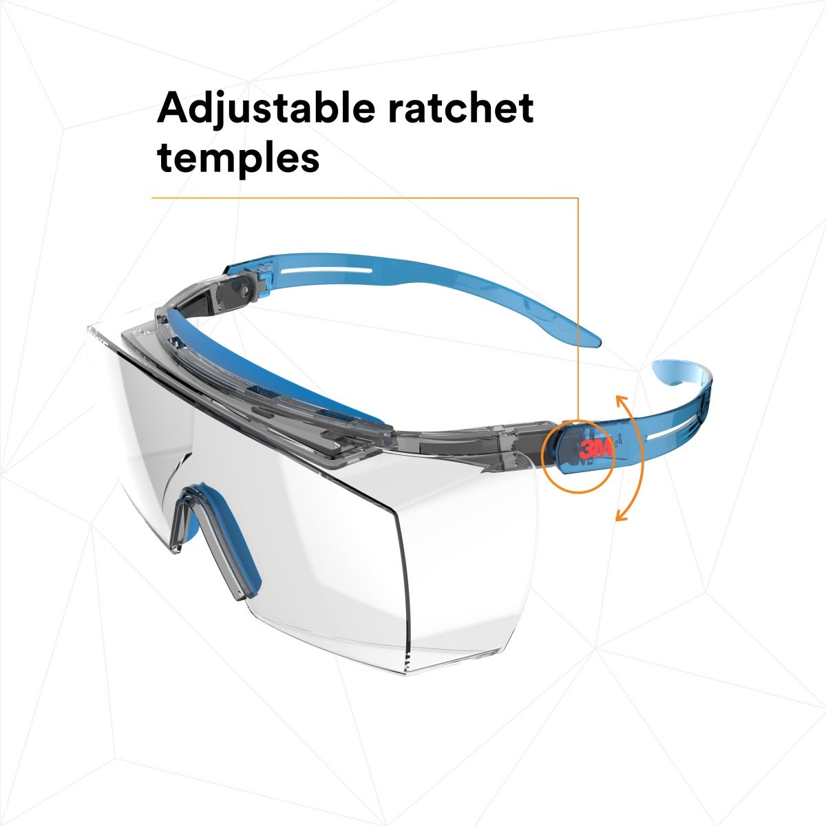 3M SF3701XSGAF-BLU SecureFit 3700 OTG Safety Glasses with Browguard, Anti-Fog Coating, Clear Lens, Blue Temple (7100203198) (10 Pack) - 8