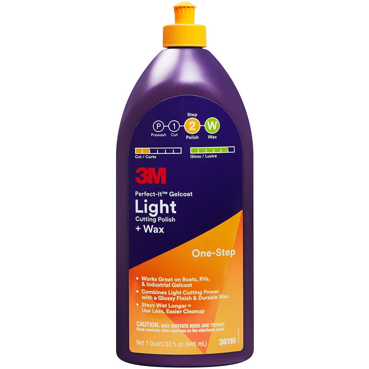3M Perfect-It Gelcoat Light Cutting Polish + Wax, 1 Quart for Boats RVs (36110) (7100210707)  - (6Pack)