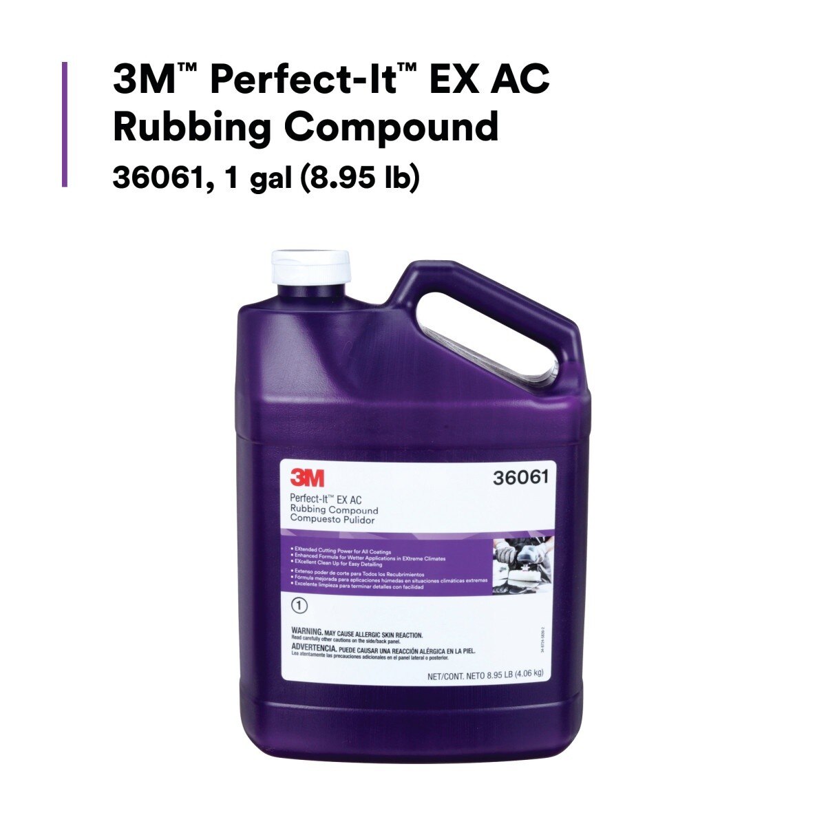 3M 36061 Perfect-It EX AC Rubbing Compound, Fast Cutting, 1 gal (8.95 lb) (7100210709)  - (4Pack) - 5