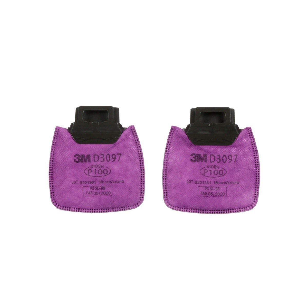3M Secure Click P100 particulate filter with nuisance level organic vapor relief, magenta (D3097) (7100213150) (1 Pair)  - (50Pack)