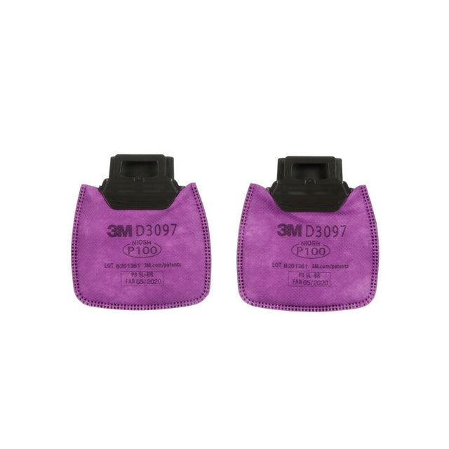 3M Secure Click P100 particulate filter with nuisance level organic vapor relief, magenta (D3097) (7100213150) (1 Pair)  - (50Pack)