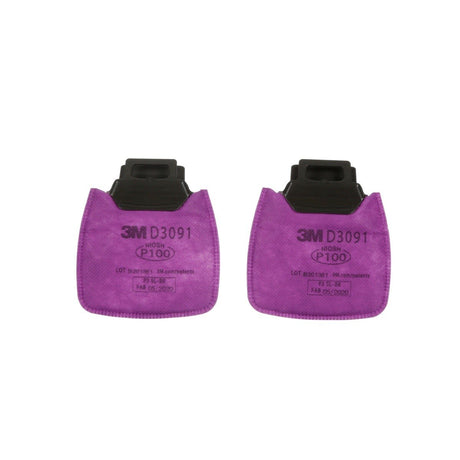 3M Secure Click Particulate Filter, P100, Magenta (D3091) (7100213359) (1 Pair)  - (50Pack)