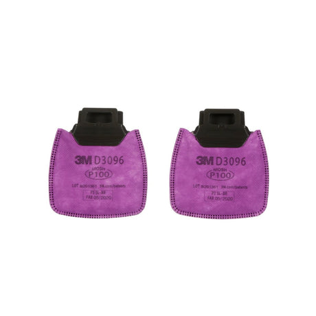 3M D3096 Secure Click P100 Particulate Respirator Filter with Nuisance Level Acid Gas Relief Dual-Flow, Magenta (7100213425)  - (50 Pack)