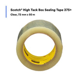 3M 375+ Scotch High Tack Box Sealing Tape, Hot Melt Adhesive, Clear, 72 mm x 50 m (7100215467) (24 Pack) - 5