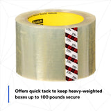 3M 375+ Scotch High Tack Box Sealing Tape, Hot Melt Adhesive, Clear, 72 mm x 50 m (7100215467) (24 Pack) - 6