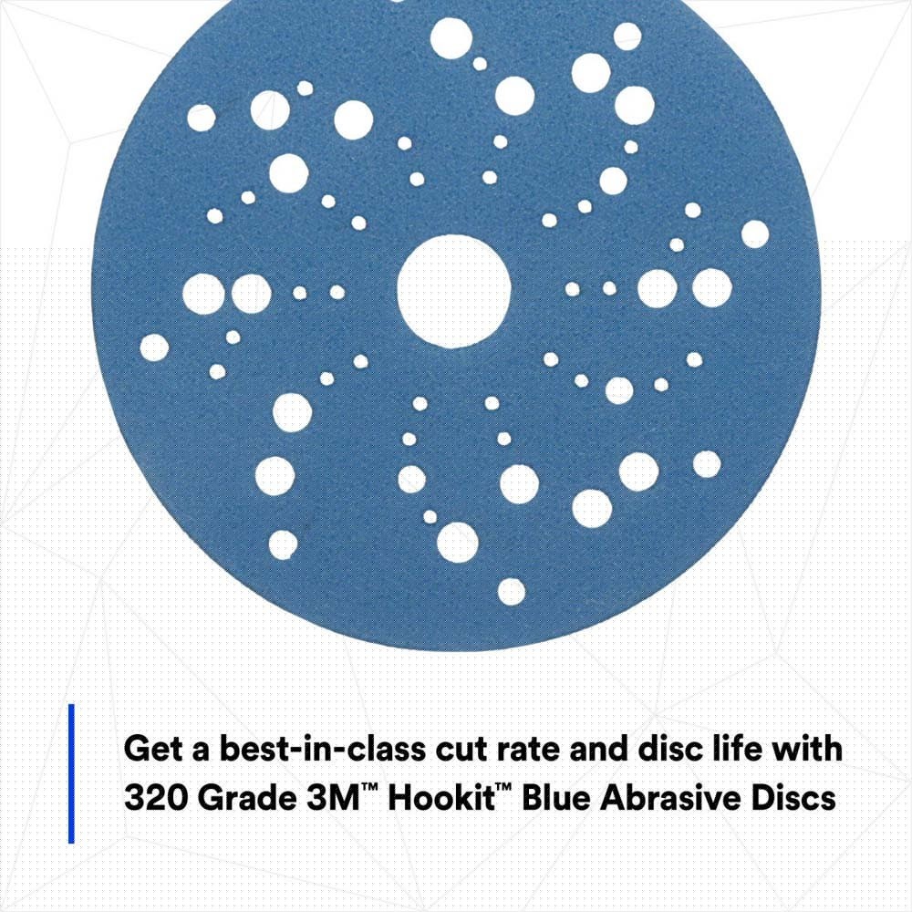 3M 36165 Hookit Blue Abrasive Disc 321U 5 in 320 Multi-hole Discs (7100215945) (50 Pack) - 10