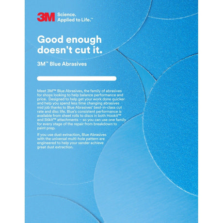 3M 321U 36180 Hookit Blue Abrasive Disc, Multi-Hole, 6 in, 320 Grit, Featheredging, Primer Sanding, Paint Preparation (7100216057) (200 Pack) - 9