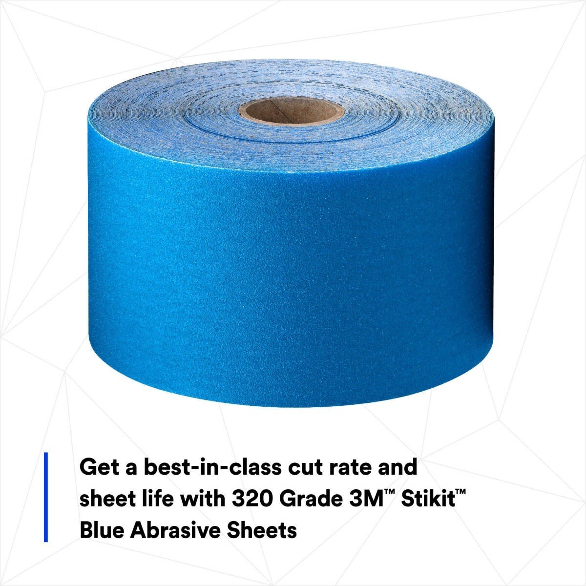3M 321U Stikit Blue Abrasive Sheet Roll, 320 Grit, PSA, No Hole, 2-3/4 in x 45 yd (36225) (7100216685)  - (5Pack) - 7