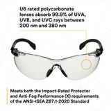 3M Scotchgard Solus 1000 Series Safety Glasses, Black Temples, Clear AF-AS Lens, Anti Fog Anti Scratch (S1501SGAF) (7100220751)  - (20Pack) - 6