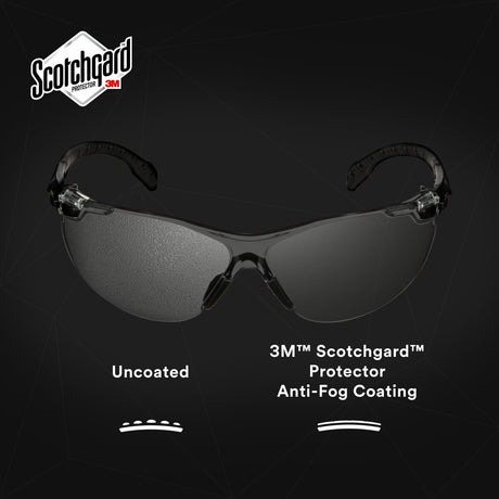3M Scotchgard Solus 1000 Series Safety Glasses, Black Temples, Clear AF-AS Lens, Anti Fog Anti Scratch (S1501SGAF) (7100220751)  - (20Pack) - 8