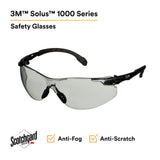 3M S1507SGAF Solus 1000 Series Safety Glasses, Black Temples, Indoor Outdoor Gray AF-AS Lens, Anti Fog Anti Scratch Coating (7100220752)  - (20 Pack) - 7