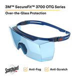 3M SF3704SGAF-BLU SecureFit 3700 Series, Blue Temples, Scotchgard Anti-Fog Coating, Light Blue OTG AF-AS lens (7100221209) (10 Pack) - 2