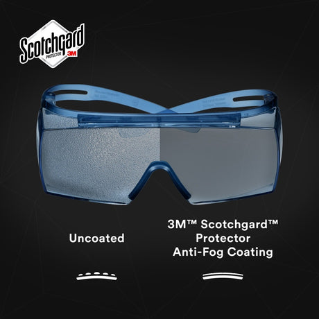 3M SF3704SGAF-BLU SecureFit 3700 Series, Blue Temples, Scotchgard Anti-Fog Coating, Light Blue OTG AF-AS lens (7100221209) (10 Pack) - 4