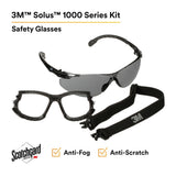 3M Solus 1000 Series Safety Glasses Kit, Black Frame, Gray Scotchgard Anti-Fog Lens (S1502SGAF-KT) (7100221211)  - (20Pack) - 2