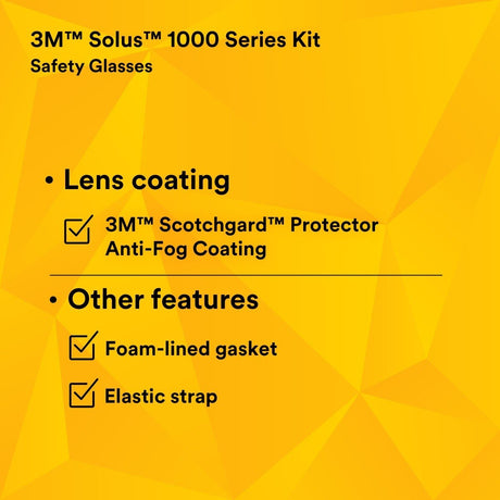 3M Solus 1000 Series Safety Glasses Kit, Black Frame, Gray Scotchgard Anti-Fog Lens (S1502SGAF-KT) (7100221211)  - (20Pack) - 9