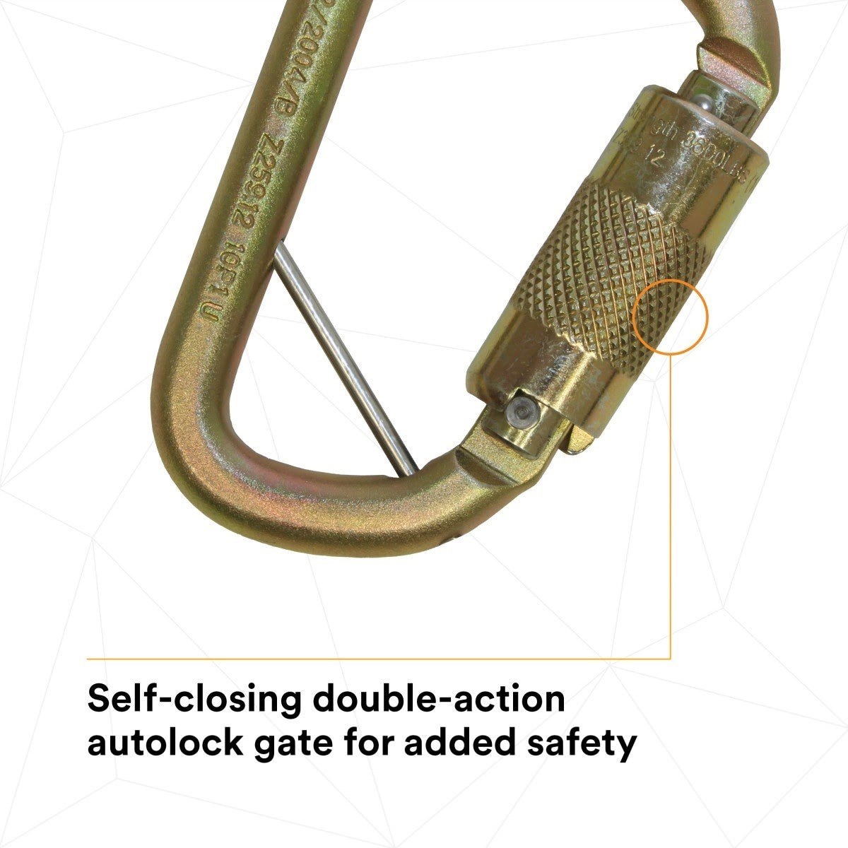 3M 2000117 Rollgliss Technical Rescue Offset D Fall Arrest Carabiner with Captive Eye, Gold, Medium (7100221696) - 3