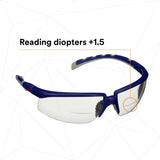 3M Solus 2000 Series Safety Reader Glasses, Blue Gray Temples, Clear +1.5 Anti Fog Anti Scratch Lens (S2015AF-BLU) (7100221704)  - (20Pack) - 5
