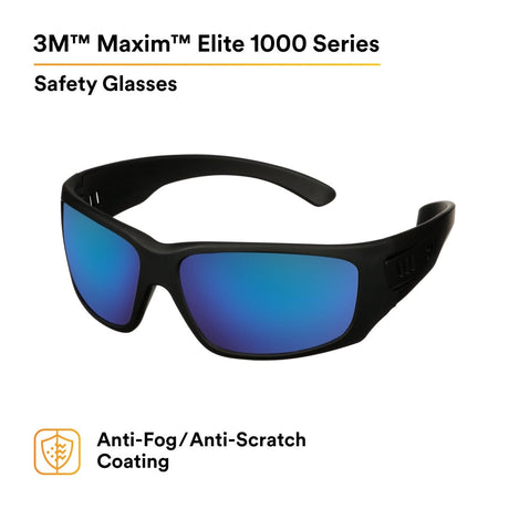 3M MXE1029AF-BLK 1000 Series Safety Glasses, Black Frame, Blue-Violet Mirror Lens, Anti-Fog Anti-Scratch Coating (7100222270)  - (20 Pack) - 2