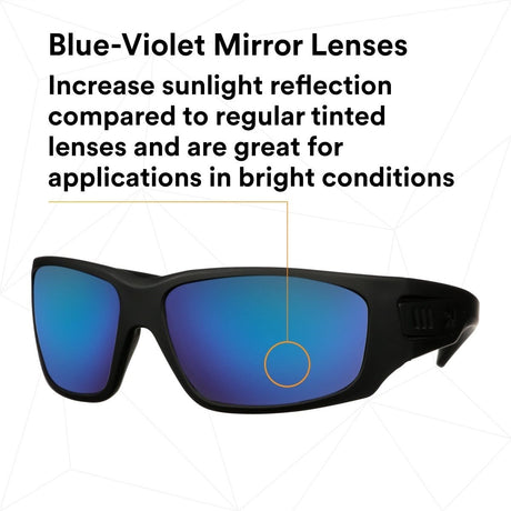 3M MXE1029AF-BLK 1000 Series Safety Glasses, Black Frame, Blue-Violet Mirror Lens, Anti-Fog Anti-Scratch Coating (7100222270)  - (20 Pack) - 6