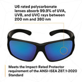 3M MXE1029AF-BLK 1000 Series Safety Glasses, Black Frame, Blue-Violet Mirror Lens, Anti-Fog Anti-Scratch Coating (7100222270)  - (20 Pack) - 7
