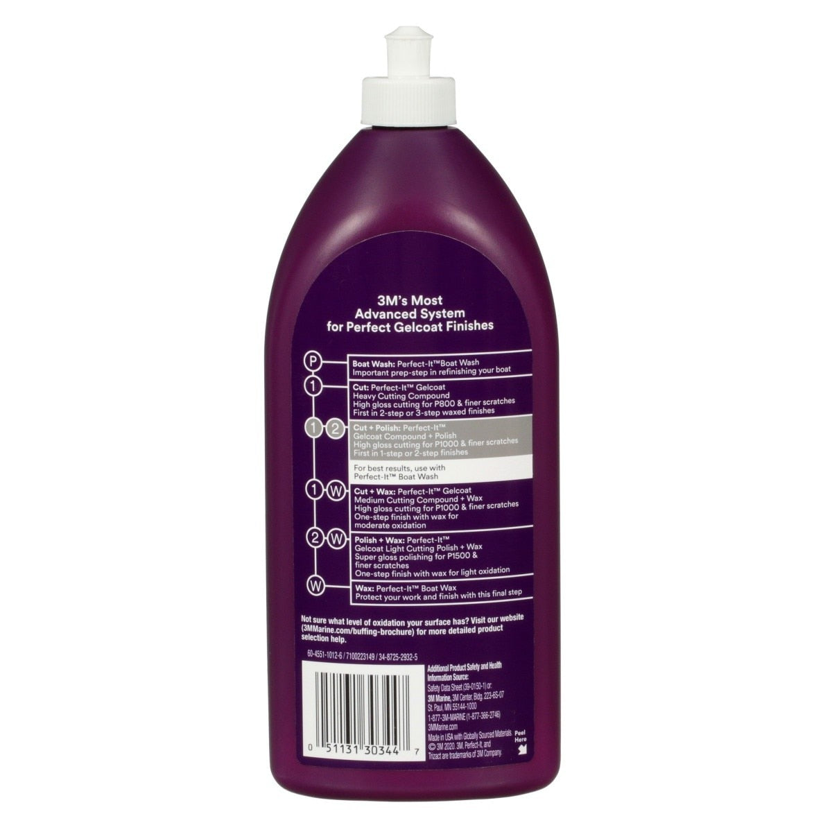 3M Perfect-It Gelcoat Compound + Polish, 1 qt (32 fl oz/946 mL) Bottle (30344) (7100223149)  - (6Pack) - 2
