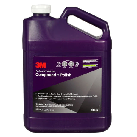 3M Perfect-It Gelcoat Compound and Polish, Professional Grade, Liquid, White, 1 gal (30345) (7100223173)  - (4Pack)