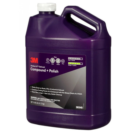 3M Perfect-It Gelcoat Compound and Polish, Professional Grade, Liquid, White, 1 gal (30345) (7100223173)  - (4Pack) - 3