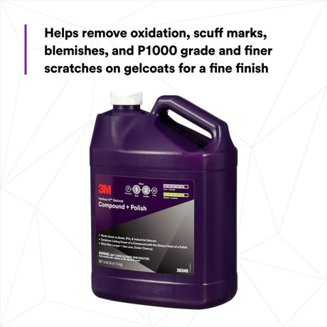 3M Perfect-It Gelcoat Compound and Polish, Professional Grade, Liquid, White, 1 gal (30345) (7100223173)  - (4Pack) - 5