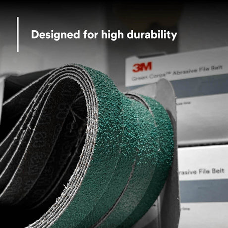 3M 36517 Green Corps Abrasive File Belt, 60 Grit, Ceramic Aluminum Oxide, Green, 1/2 in x 18 in (7100226310) (100 Pack) - 8
