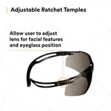3M SF502AF-BLK SecureFit 500 Series Safety Glasses, Impact Rated ANSI Z87, Adjustable Ratchet Temples, Anti-Fog/Anti-Scratch Gray Lens, Black Frame (7100228722) (20 Pack) - 10