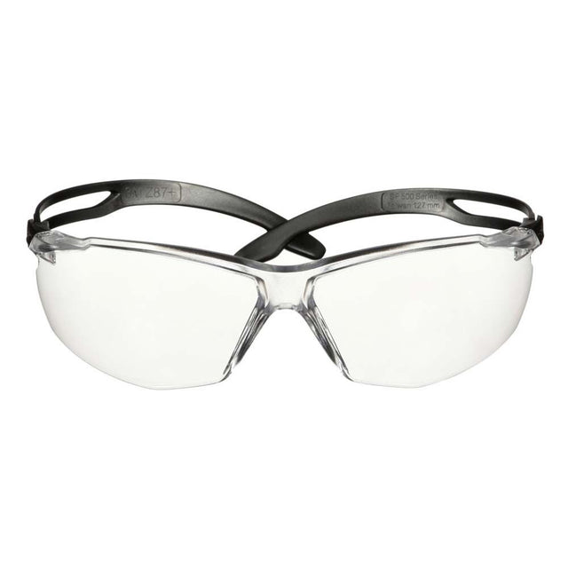 3M SF501AF-BLK Safety Glasses, 500 Series, Impact Rated ANSI Z87, Adjustable Ratchet Temples, Sporty Protective Eyewear, Anti-Fog Anti-Scratch Clear Lens, Black Frame (7100228736) (20 Pack)