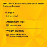 3M 5900552 DBI-SALA Pass-Thru Cable Tie-Off Adapter Anchor, Stainless Steel, Silver, 10 ft (7100231778) - 8