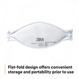 3M 9205+ BULK Aura N95 Particulate Respirator, Flat Fold 3-Panel, Standard Size, White, Individually Wrapped (7100232940) (440 Pack) - 6
