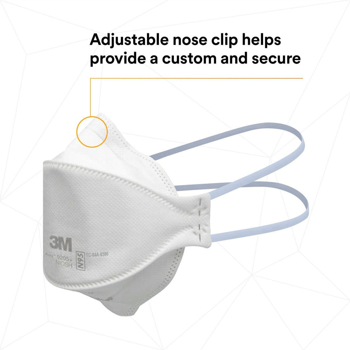 3M 9205+ BULK Aura N95 Particulate Respirator, Flat Fold 3-Panel, Standard Size, White, Individually Wrapped (7100232940) (440 Pack) - 9