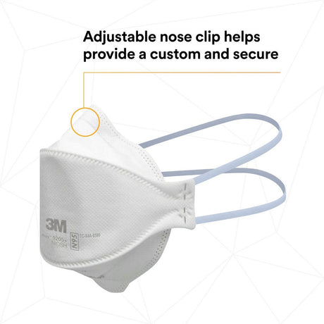 3M 9205+ BULK Aura N95 Particulate Respirator, Flat Fold 3-Panel, Standard Size, White, Individually Wrapped (7100232940) (440 Pack) - 9