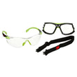 3M S1201SGAF-TKT Solus Safety Glasses Anti Fog Clear Lens Green Black Frame with Gasket and Strap (7100233038)  - (20 Pack)