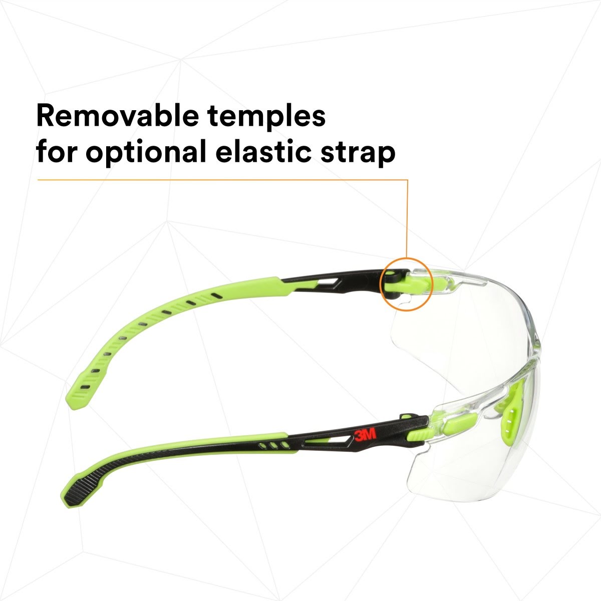 3M S1201SGAF-TKT Solus Safety Glasses Anti Fog Clear Lens Green Black Frame with Gasket and Strap (7100233038)  - (20 Pack) - 4
