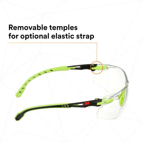 3M S1201SGAF-TKT Solus Safety Glasses Anti Fog Clear Lens Green Black Frame with Gasket and Strap (7100233038)  - (20 Pack) - 4