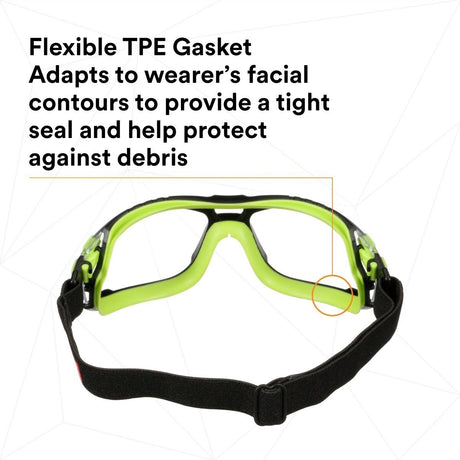 3M S1201SGAF-TKT Solus Safety Glasses Anti Fog Clear Lens Green Black Frame with Gasket and Strap (7100233038)  - (20 Pack) - 6