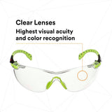 3M S1201SGAF-TKT Solus Safety Glasses Anti Fog Clear Lens Green Black Frame with Gasket and Strap (7100233038)  - (20 Pack) - 7