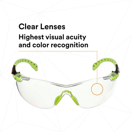 3M S1201SGAF-TKT Solus Safety Glasses Anti Fog Clear Lens Green Black Frame with Gasket and Strap (7100233038)  - (20 Pack) - 7