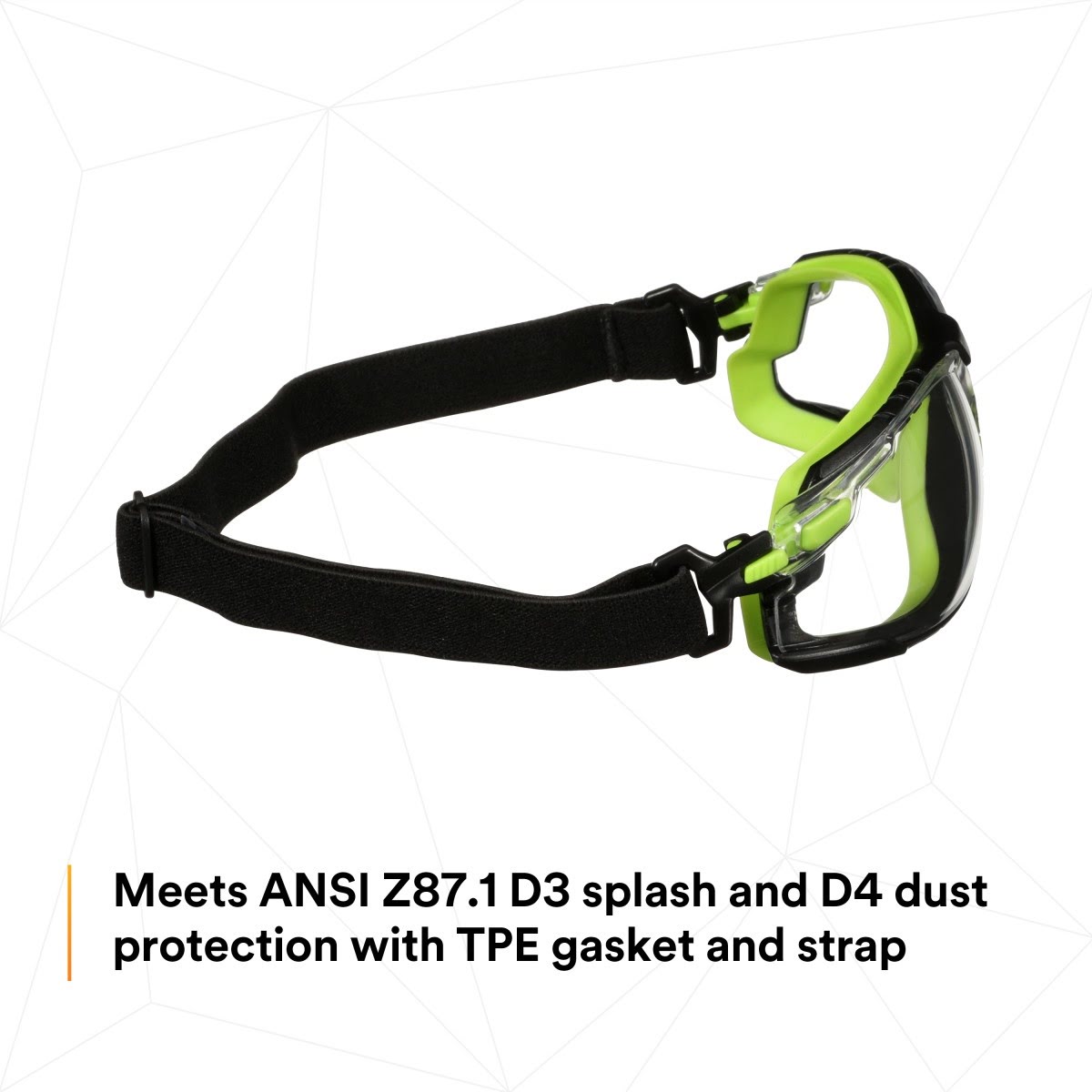 3M S1201SGAF-TKT Solus Safety Glasses Anti Fog Clear Lens Green Black Frame with Gasket and Strap (7100233038)  - (20 Pack) - 9