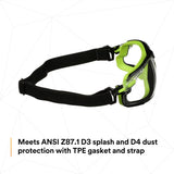 3M S1201SGAF-TKT Solus Safety Glasses Anti Fog Clear Lens Green Black Frame with Gasket and Strap (7100233038)  - (20 Pack) - 9