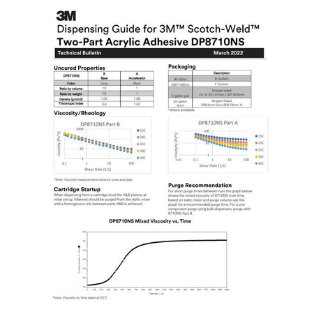 3M 8710NS DP8710NS Scotch-Weld Low Odor Acrylic Adhesive DP, Black, Non-Sag Structural Two-Part with 10 Minute Open Time Duo-Pak (45 mL) (7100233349) - 10