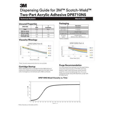 3M 8710NS DP8710NS Scotch-Weld Low Odor Acrylic Adhesive DP, Black, Non-Sag Structural Two-Part with 10 Minute Open Time Duo-Pak (45 mL) (7100233349) (12 Pack) - 10