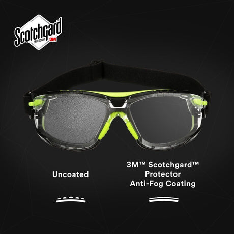 3M S1201SGAF-TSKT Solus 1000 Series Safety Glasses, Green/Black, Scotchgard Anti-Fog Coating, Clear Lens, TPE Gasket and Strap (7100234544)  - (20 Pack) - 3