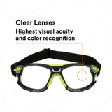 3M S1201SGAF-TSKT Solus 1000 Series Safety Glasses, Green/Black, Scotchgard Anti-Fog Coating, Clear Lens, TPE Gasket and Strap (7100234544)  - (20 Pack) - 5