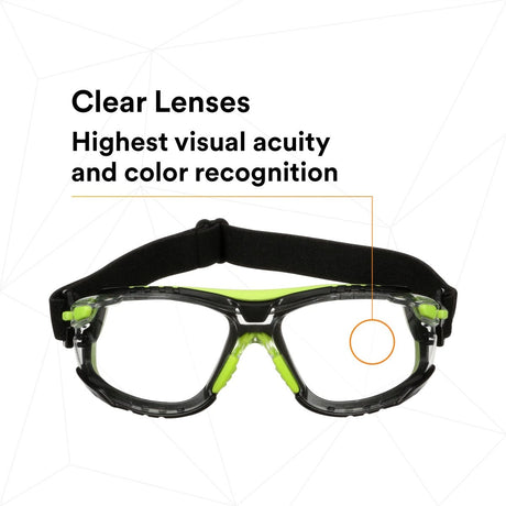 3M S1201SGAF-TSKT Solus 1000 Series Safety Glasses, Green/Black, Scotchgard Anti-Fog Coating, Clear Lens, TPE Gasket and Strap (7100234544)  - (20 Pack) - 5