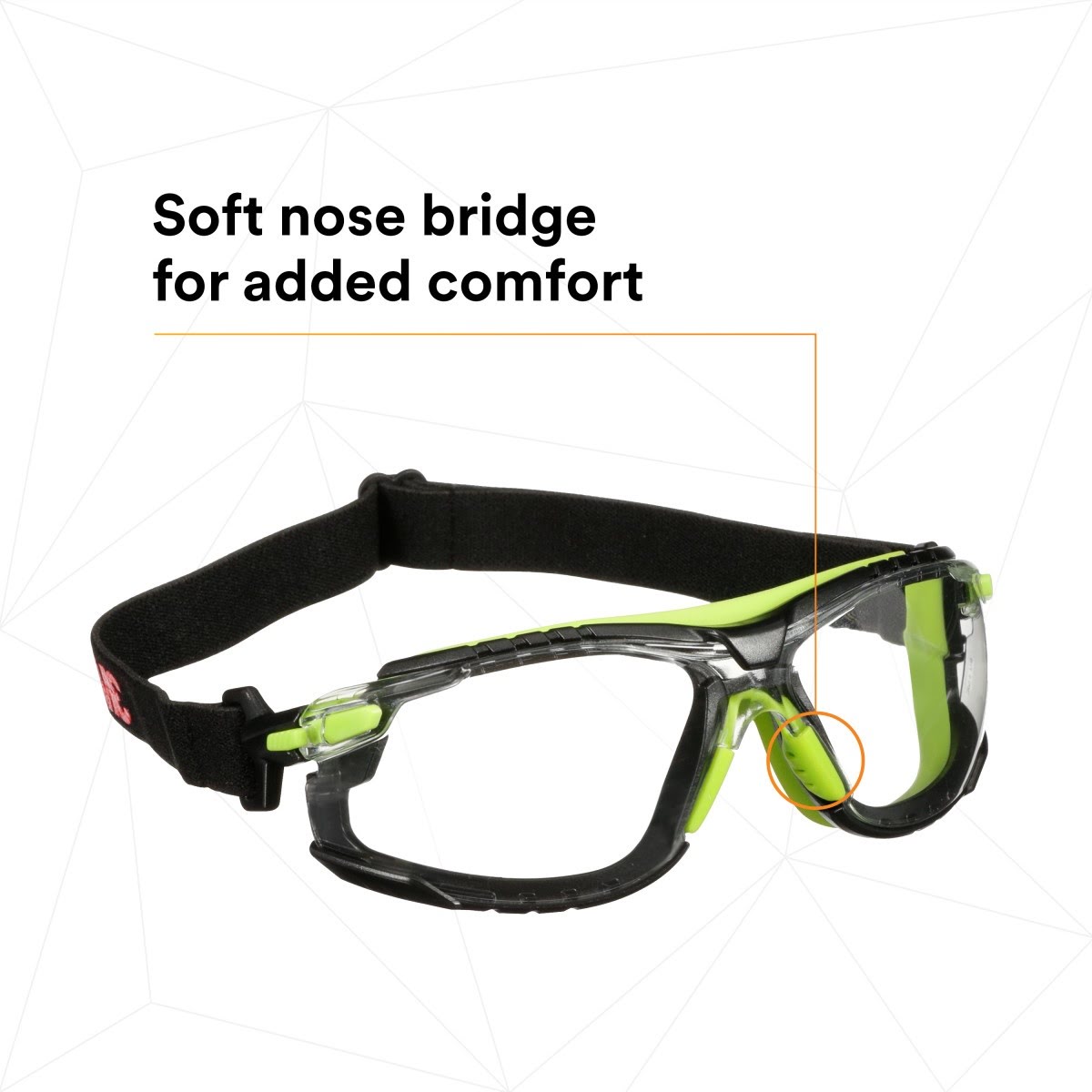 3M S1201SGAF-TSKT Solus 1000 Series Safety Glasses, Green/Black, Scotchgard Anti-Fog Coating, Clear Lens, TPE Gasket and Strap (7100234544)  - (20 Pack) - 7